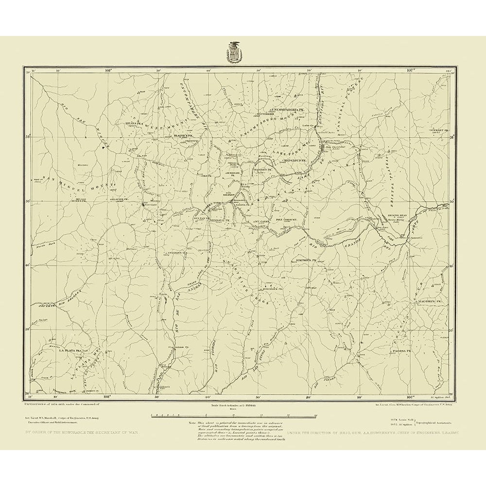 Colorado Southwest Colorado Sheet - US Army 1879 Poster Print by US Army US Army-VARPDXCOZZ0016 Image 1