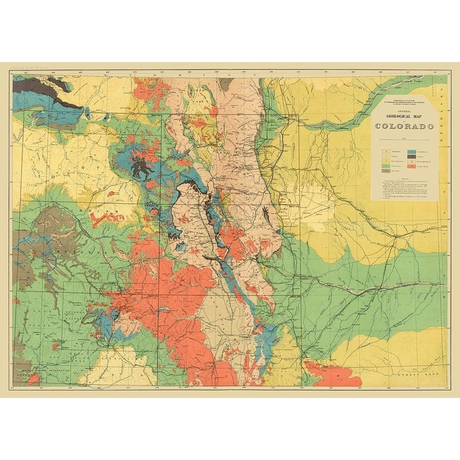 Colorado Colorado Geological - USGS 1881 Poster Print by USGS USGS-VARPDXCOZZ0042 Image 1