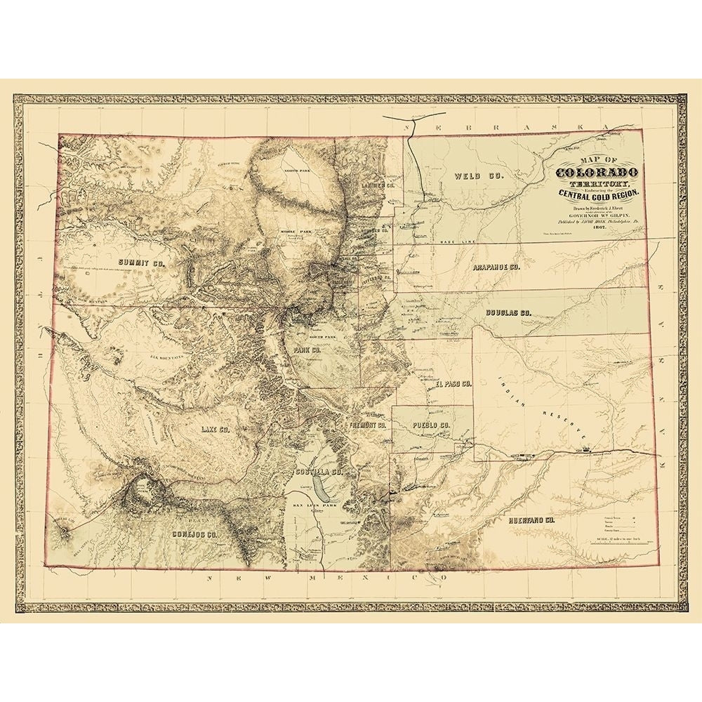 Colorado Territory Gold Region - Monk 1862 Poster Print by Monk Monk-VARPDXCOZZ0001 Image 1