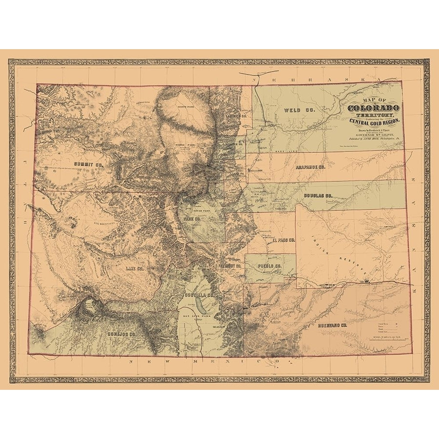 Colorado with the Central Gold Region - Monk 1862 Poster Print by Monk Monk-VARPDXCOZZ0059 Image 1