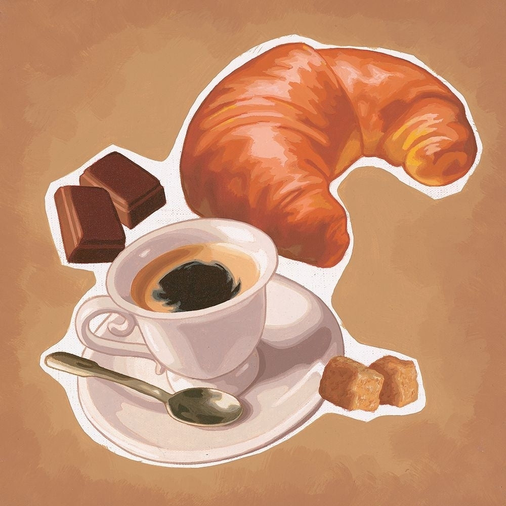 Cafe et croissants Poster Print by Maryline Cazenave-VARPDXCS0384 Image 1