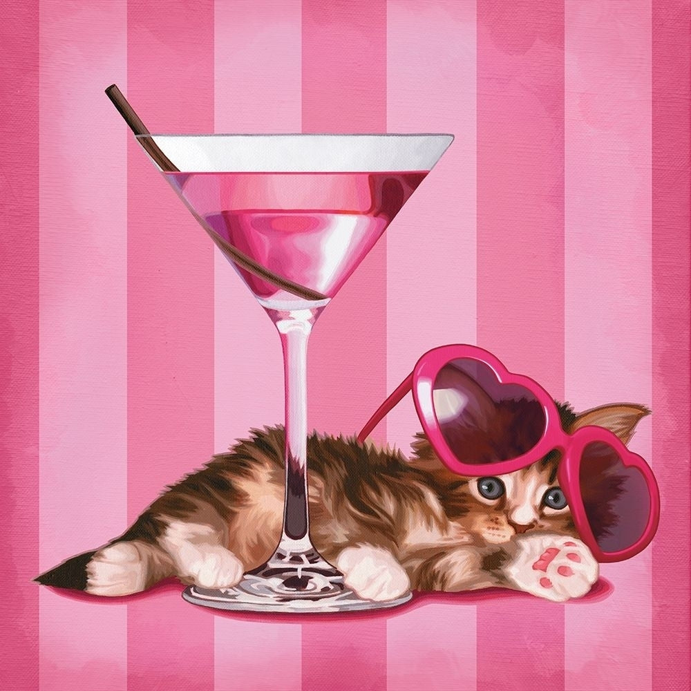 Chaton et cocktail Poster Print by Maryline Cazenave-VARPDXCS0771 Image 1