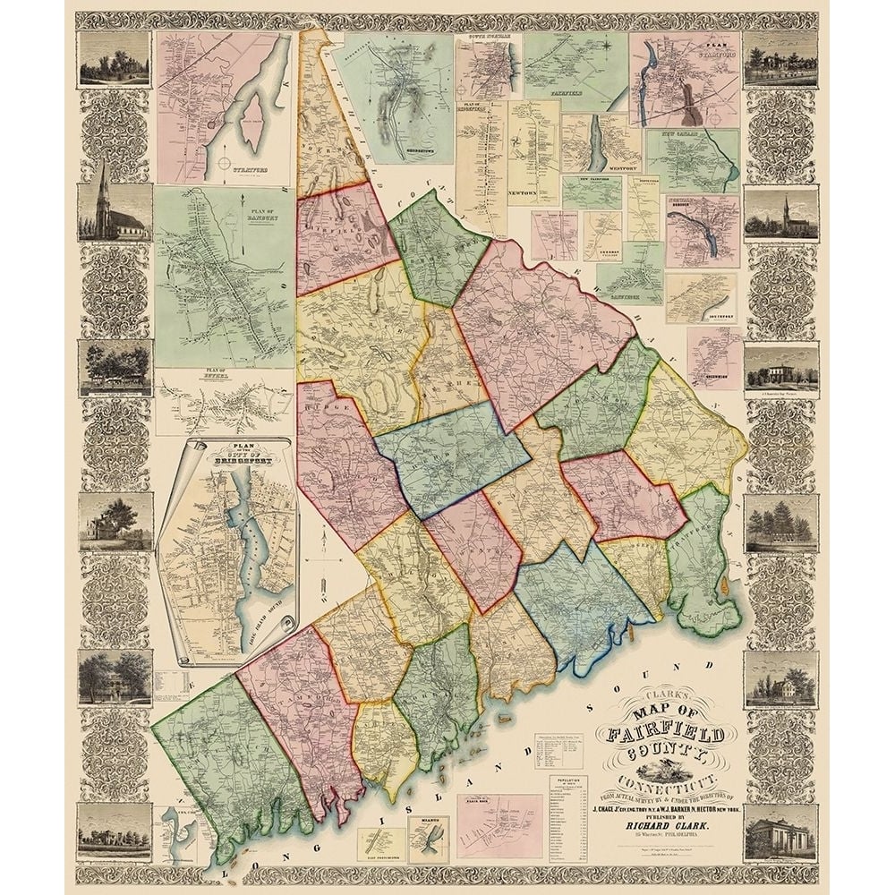 Fairfield Connecticut Landowner - Clark 1856 Poster Print by Clark Clark-VARPDXCTFA0001 Image 1