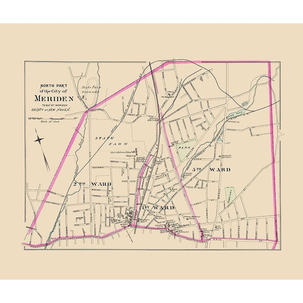 Meriden Connecticut North Part - Hurd 1893 Poster Print by Hurd Hurd-VARPDXCTME0002 Image 1