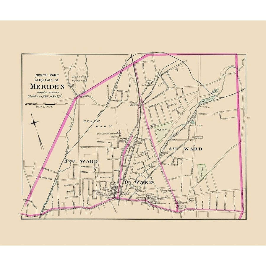 Meriden Connecticut North Part - Hurd 1893 Poster Print by Hurd Hurd-VARPDXCTME0002 Image 1