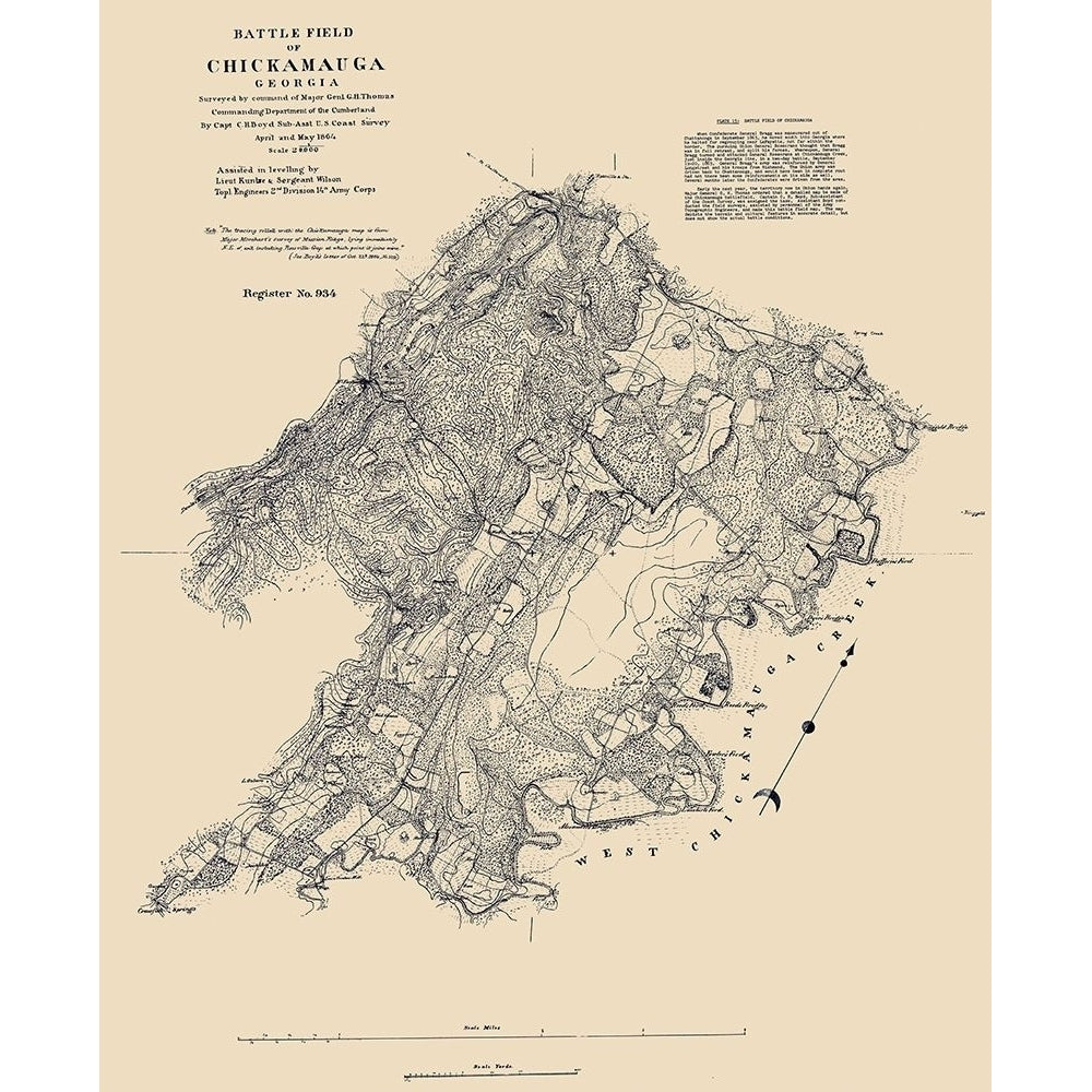 Battlefield of Chickamauga Georgia - Thomas 1864 Poster Print by Thomas Thomas-VARPDXCWGA0013 Image 1