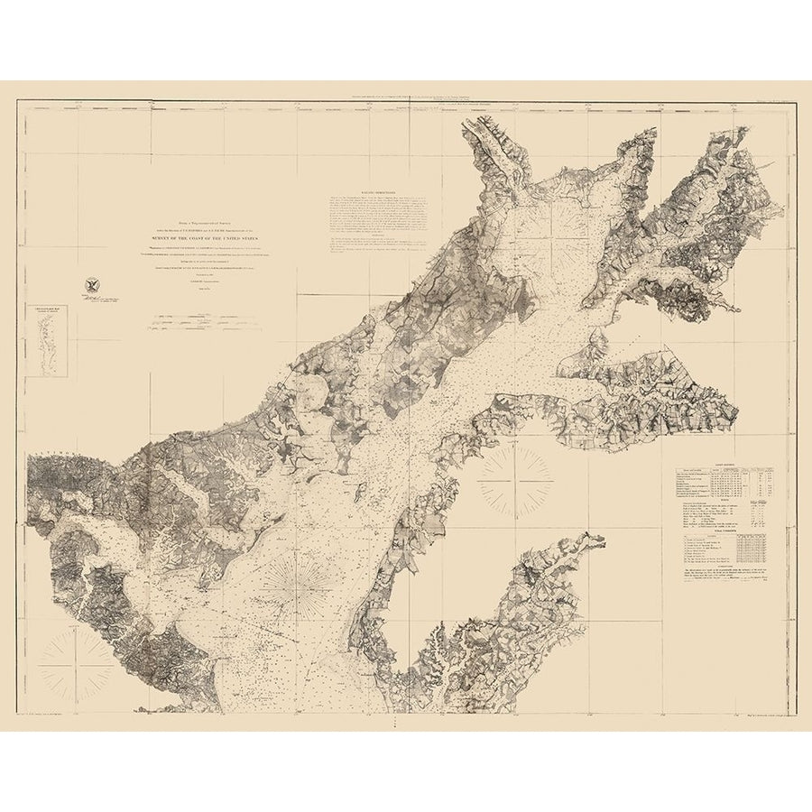 Chesapeake Bay Nautical Chart - 1861 Poster Print by Unknown Unknown-VARPDXCWMD0003 Image 1