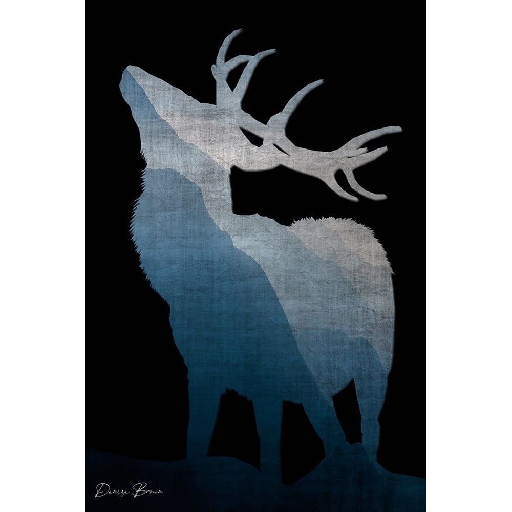 Buck Silhouette 2 Black Poster Print - Denise Brown-VARPDXDBRC159B1 Image 1