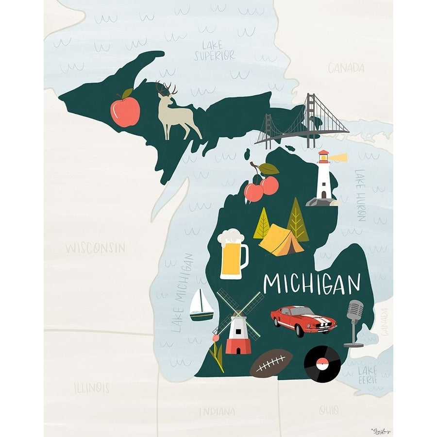 Michigan Icons Poster Print by Gigi Louise-VARPDXKBRC136D Image 1