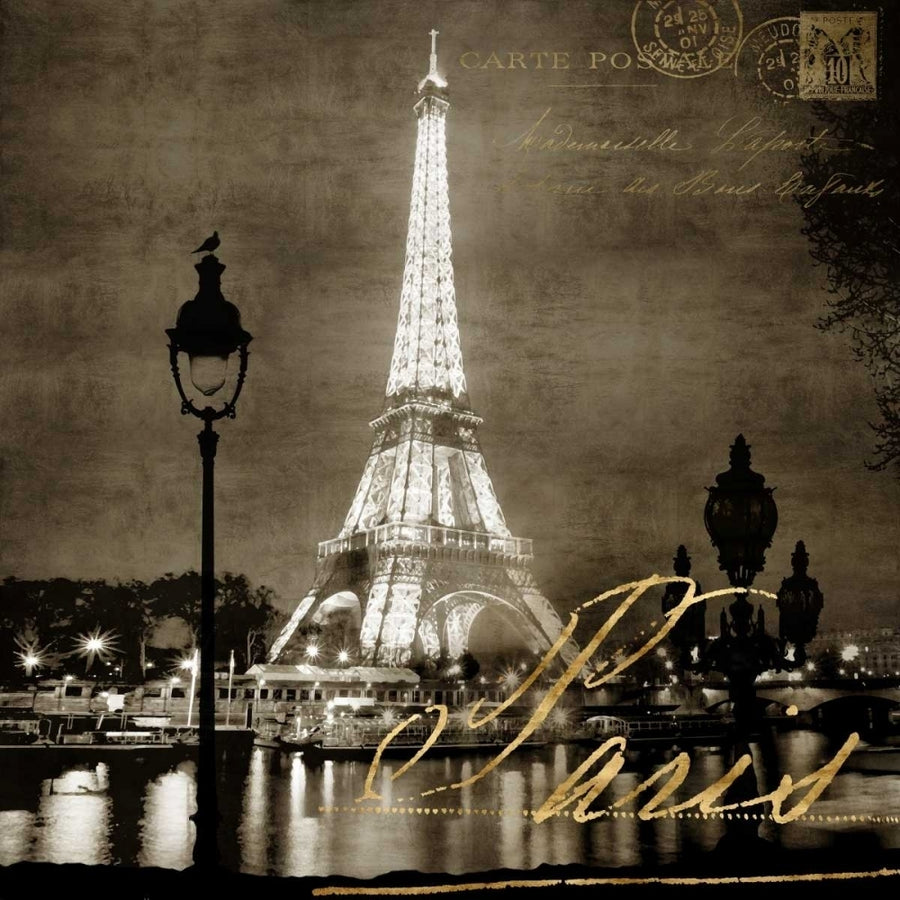 Paris At Night In Sepia Poster Print by Kate Carrigan-VARPDXKC111785DG Image 1