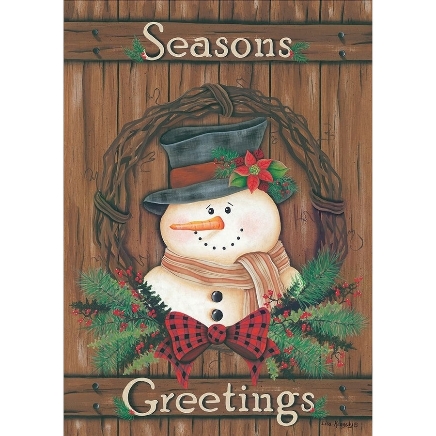 Primitive Snowman Wreath Poster Print by Lisa Kennedy-VARPDXKEN1083 Image 1