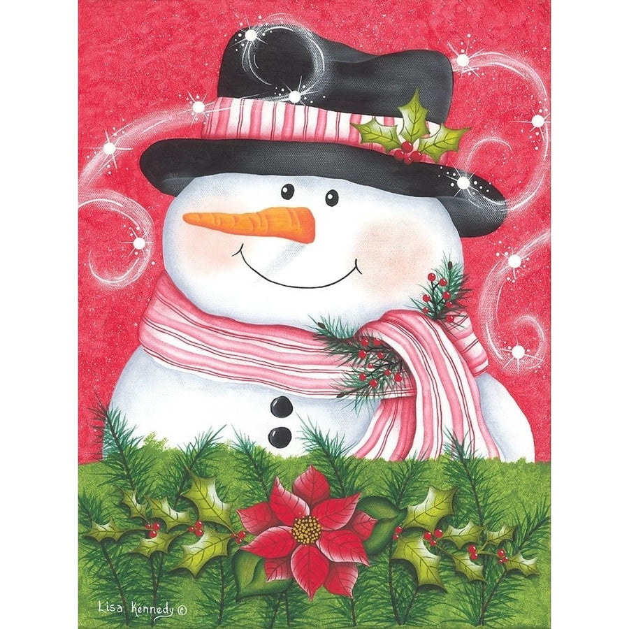 Snowman And Poinsettia Poster Print - Lisa Kennedy-VARPDXKEN1228 Image 1