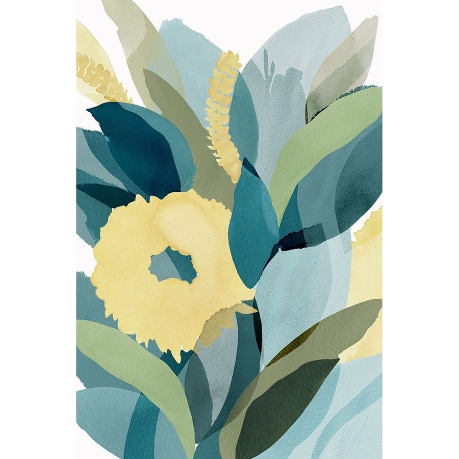 Yellow Teal Floral I Poster Print - Flora Kouta-VARPDXKF111A Image 1