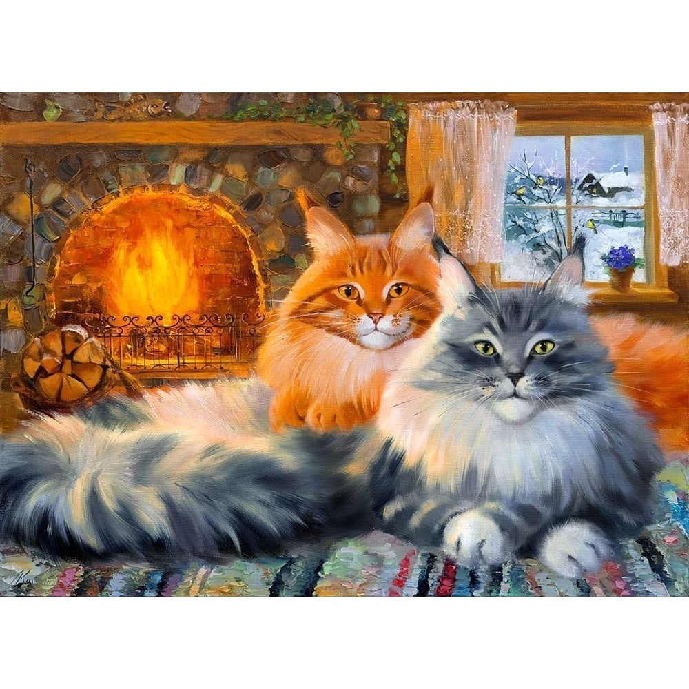 By the fireplace. In the country Poster Print by Galina Kotinova-VARPDXKG14 Image 1