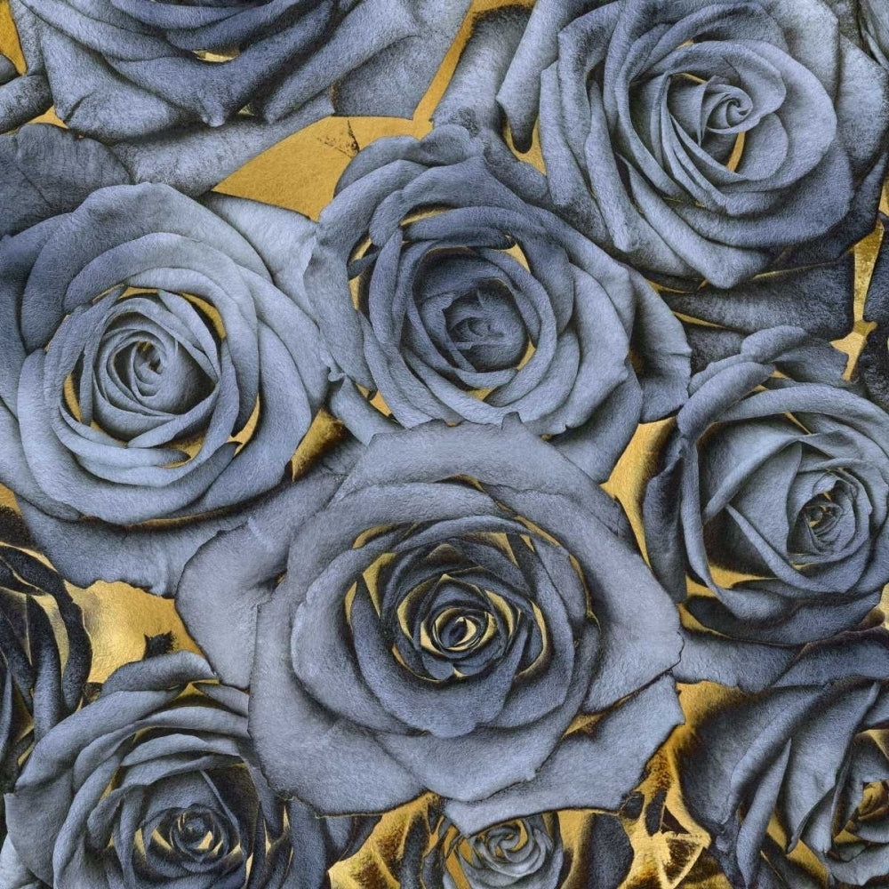 Roses - Blue on Gold Poster Print by Kate Bennett-VARPDXKTB113451 Image 1