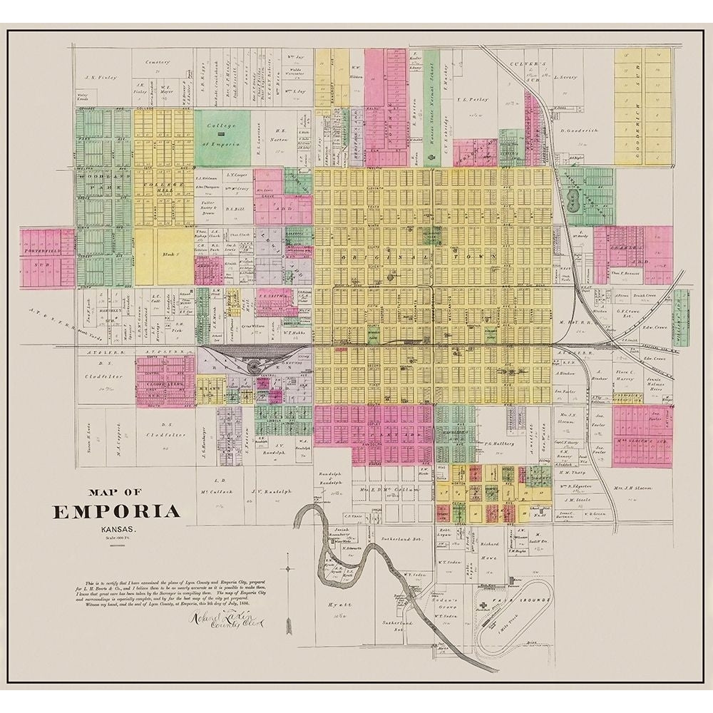 Emporia Kansas Landowner - Everts 1886 Poster Print by Everts Everts-VARPDXKSEM0001 Image 1