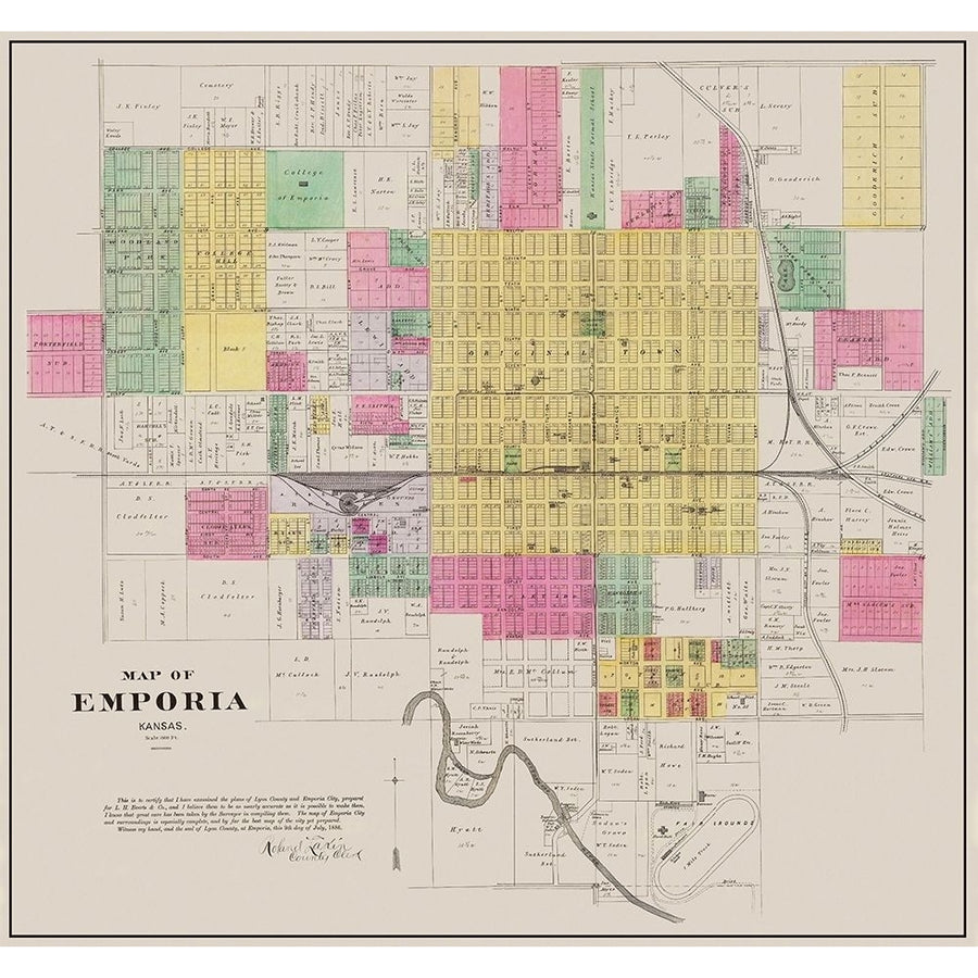 Emporia Kansas Landowner - Everts 1886 Poster Print by Everts Everts-VARPDXKSEM0001 Image 1