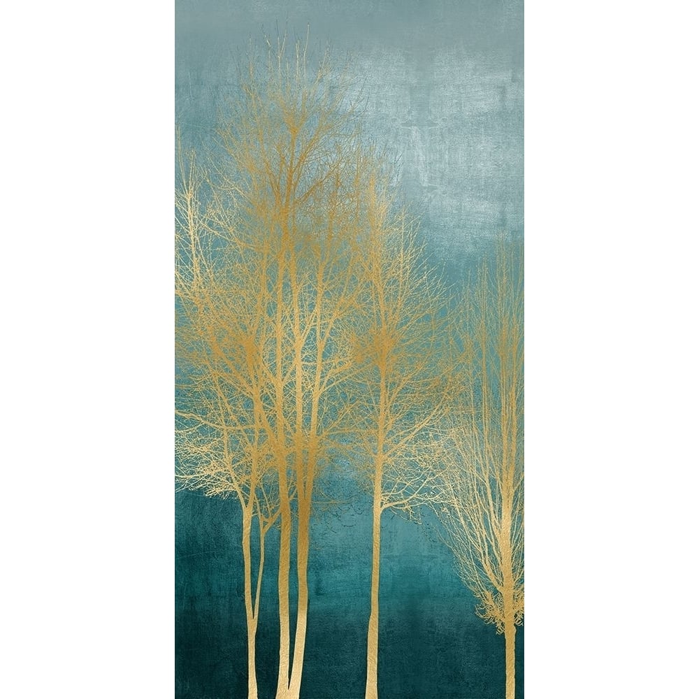 Gold Trees on Aqua Panel I by Kate Bennett-VARPDXKTB117773 Image 1