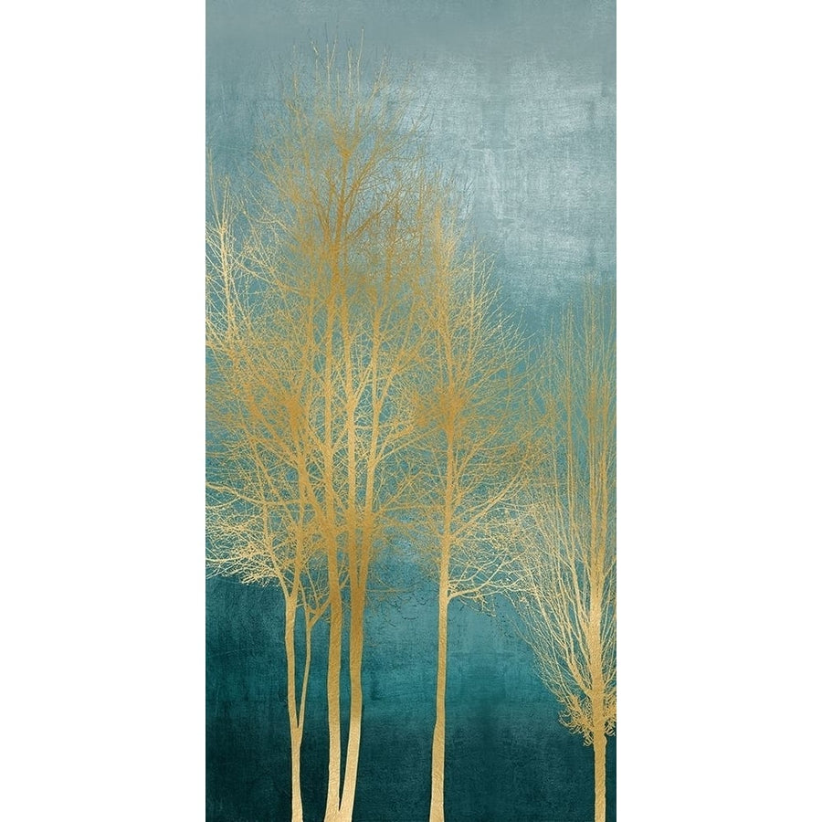 Gold Trees on Aqua Panel I by Kate Bennett-VARPDXKTB117773 Image 1