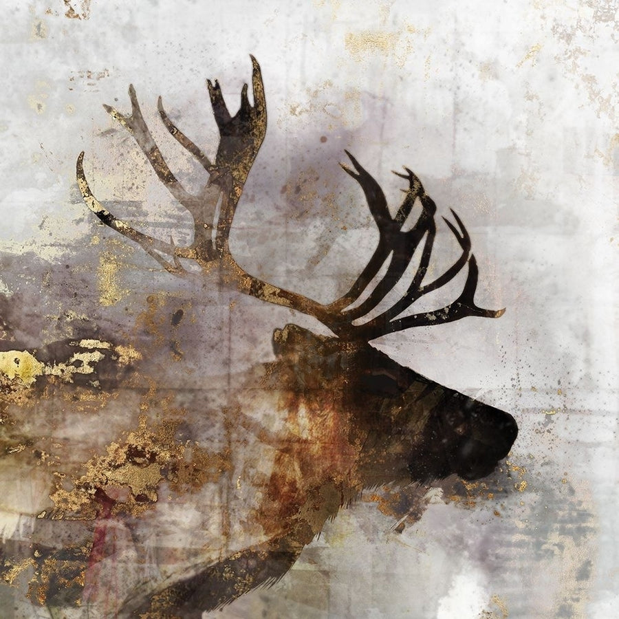 Golden Reindeer Poster Print by Ken Roko-VARPDXKX049A Image 1