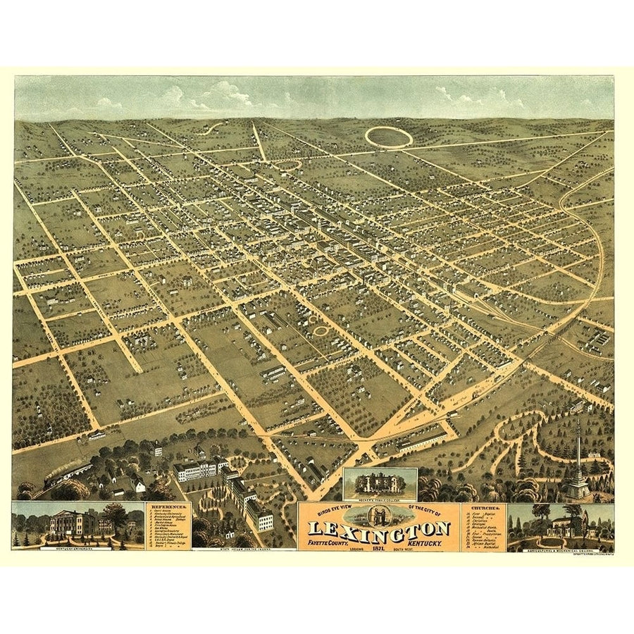 Lexington Kentucky - Ehrgott 1871 Poster Print by Ehrgott Ehrgott-VARPDXKYLE0001 Image 1