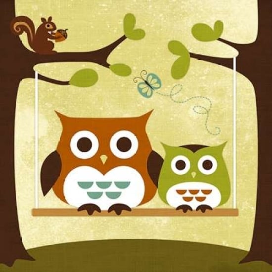 Two Owls on Swing Poster Print by Nancy Lee-VARPDXL606D Image 1