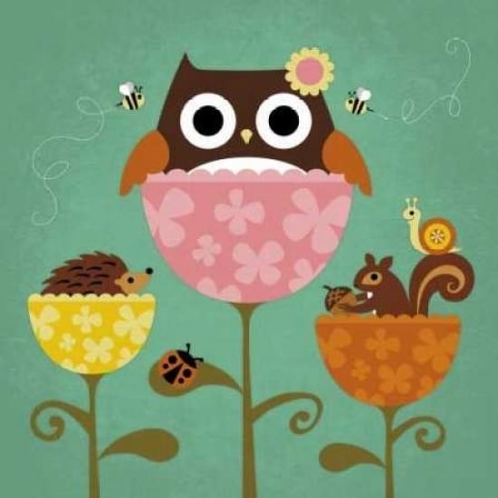 Owl Squirrel and Hedgehog in Flowers Poster Print by Nancy Lee-VARPDXL691D Image 2