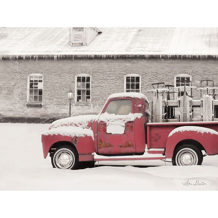 Old Sled Works Red Truck Poster Print by Lori Deiter-VARPDXLD1729 Image 1