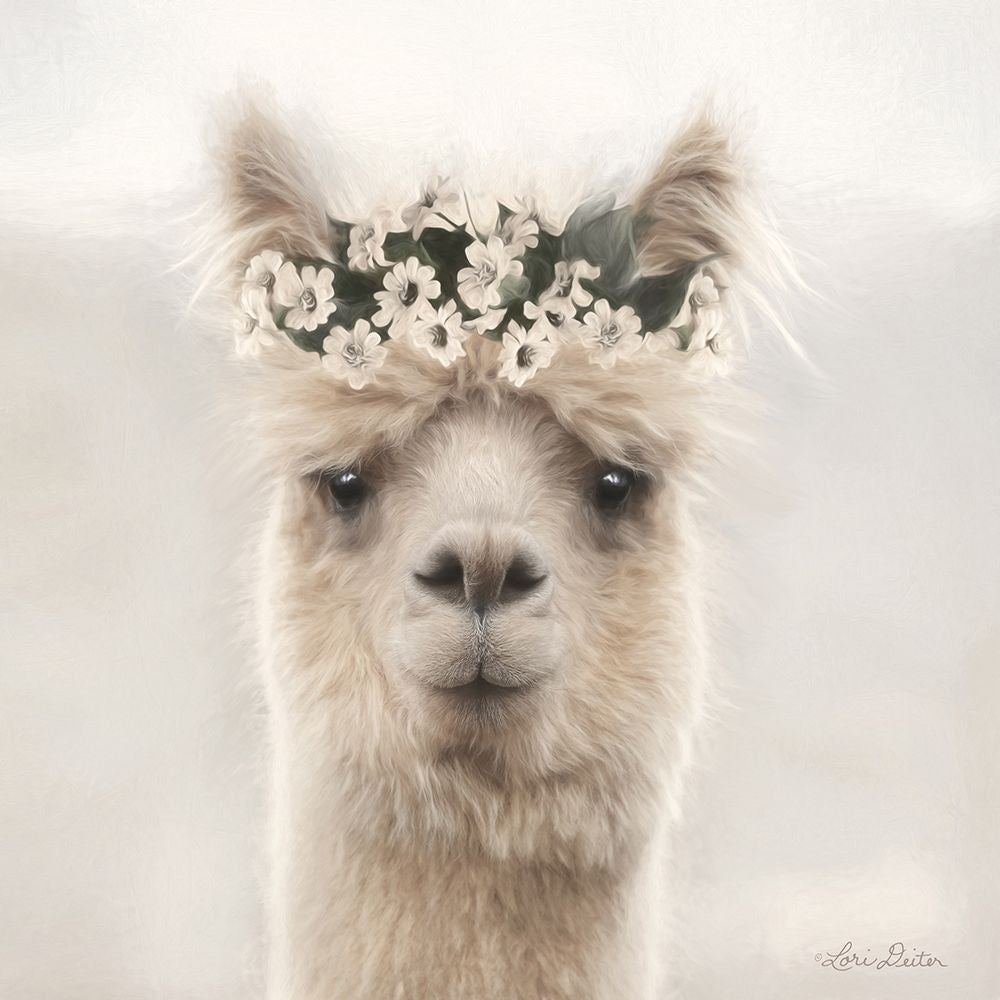 Alpaca with Flowers Poster Print by Lori Deiter-VARPDXLD1735 Image 1