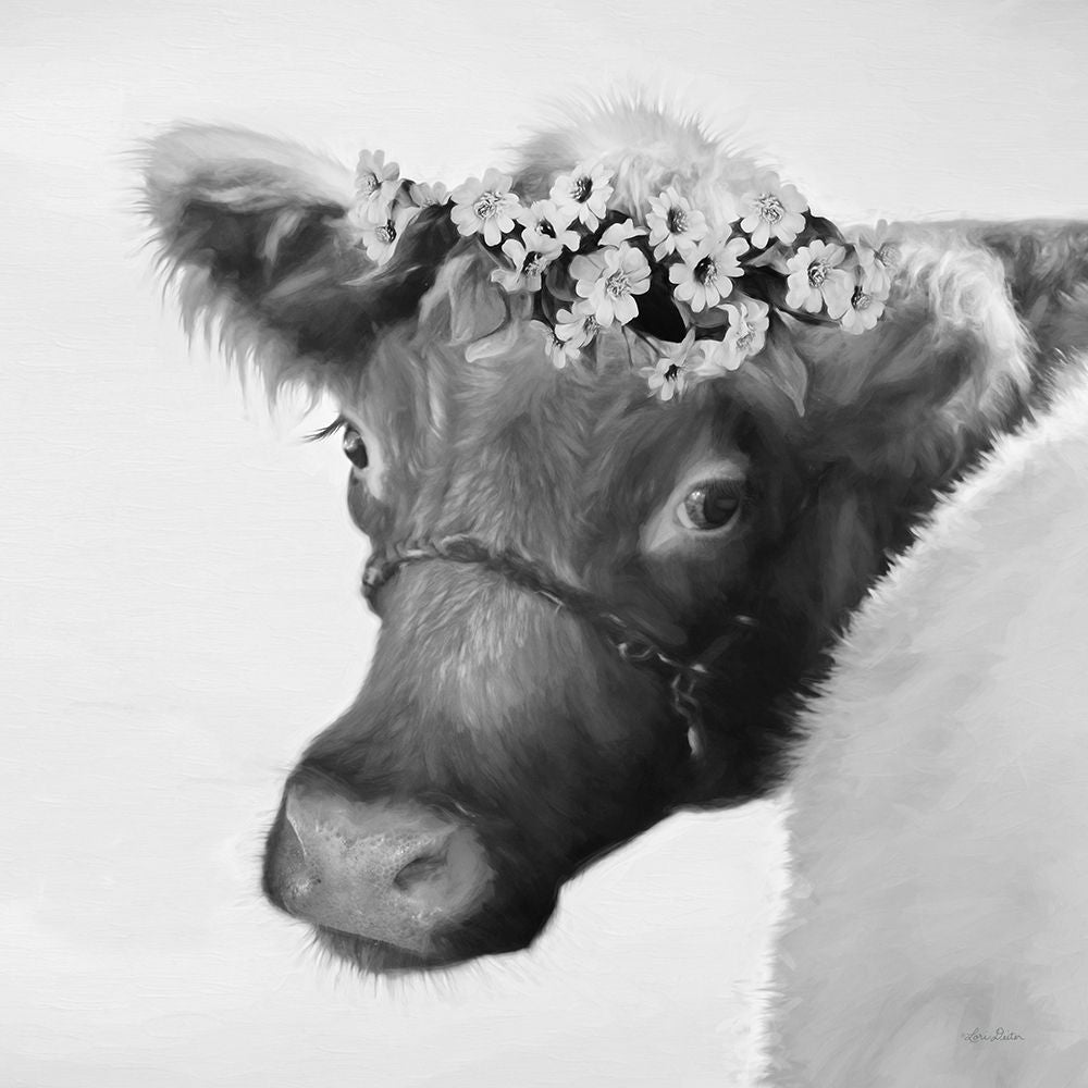 Brown Cow with Flowers by Lori Deiter-VARPDXLD2109 Image 1