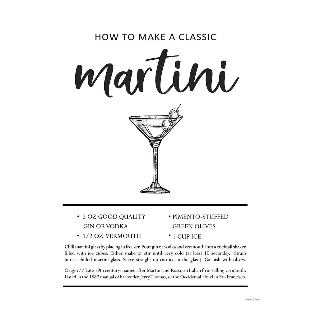 Martini Poster Print - Lettered And Lined-VARPDXLET607 Image 1