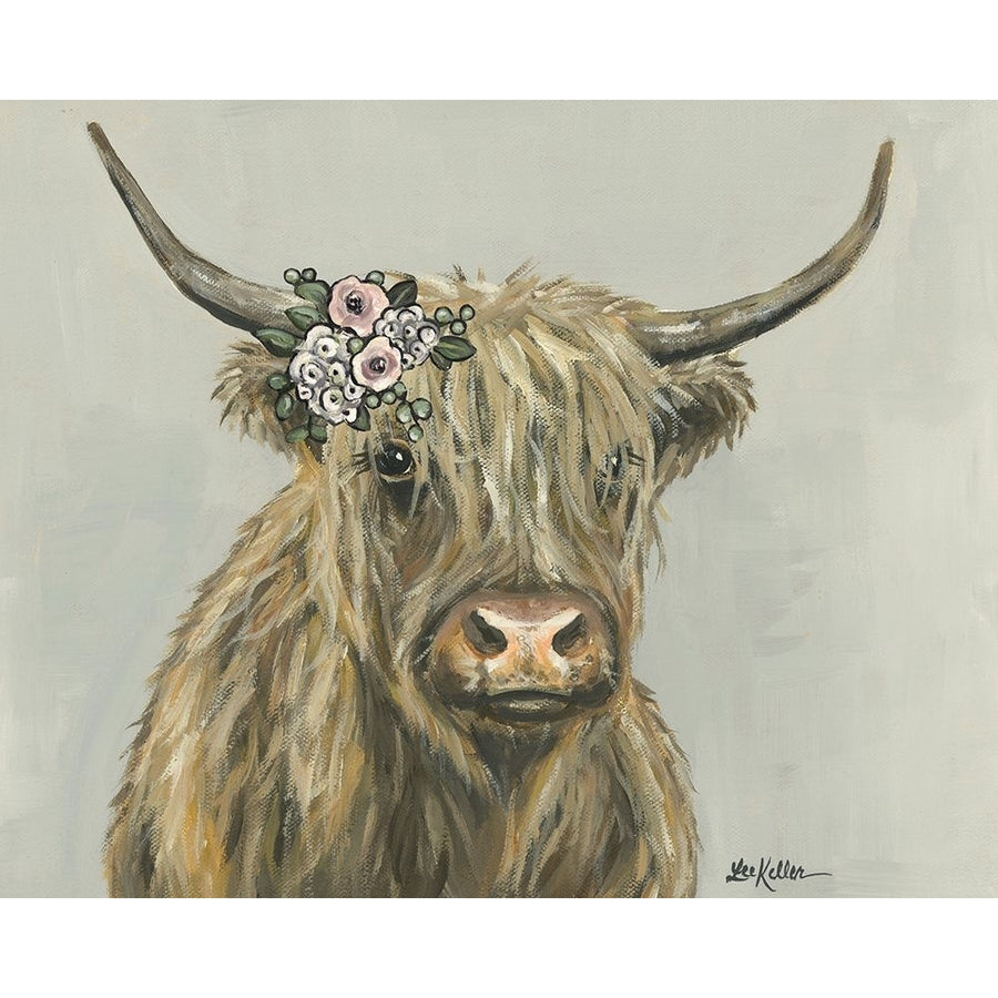 Fern the Highland with Flowers Poster Print - Lee Keller-VARPDXLK169 Image 1