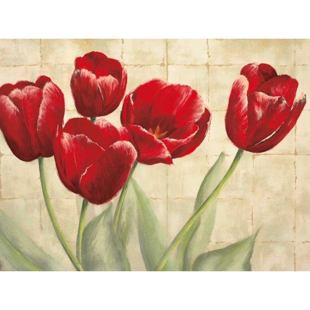 Red Tulips on Ivory Poster Print by Lauren Mckee-VARPDXLMK6068 Image 1