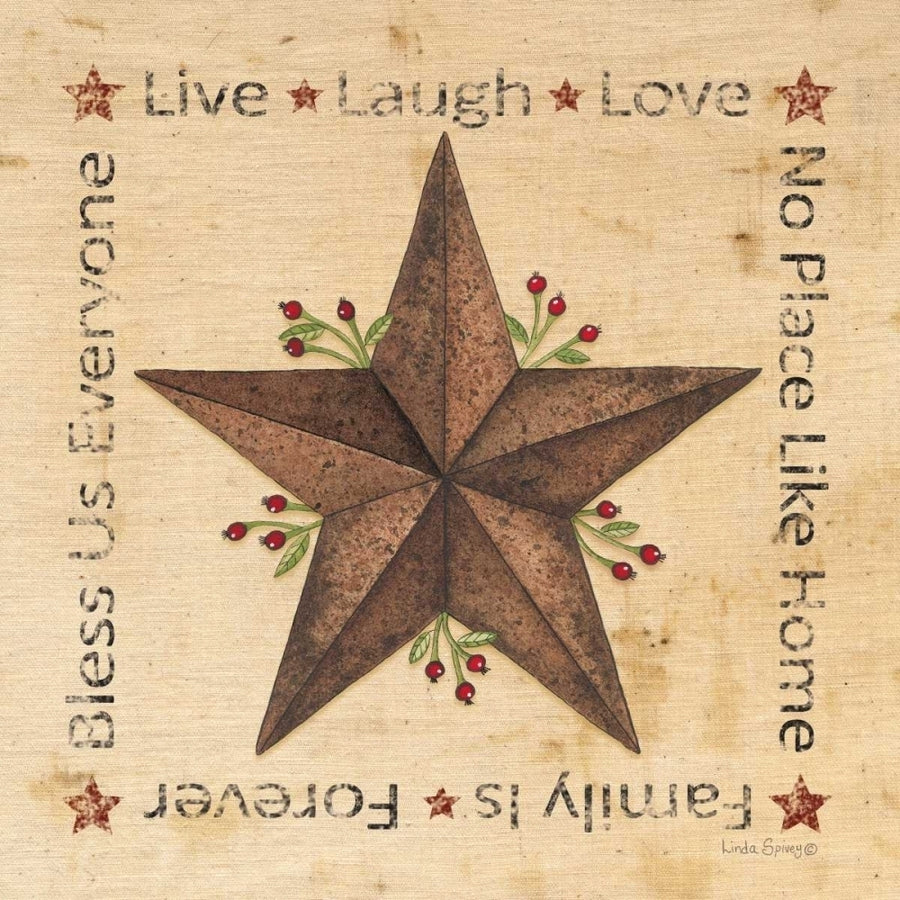 Live Laugh Love Barn Star Poster Print by Linda Spivey-VARPDXLS1563 Image 1