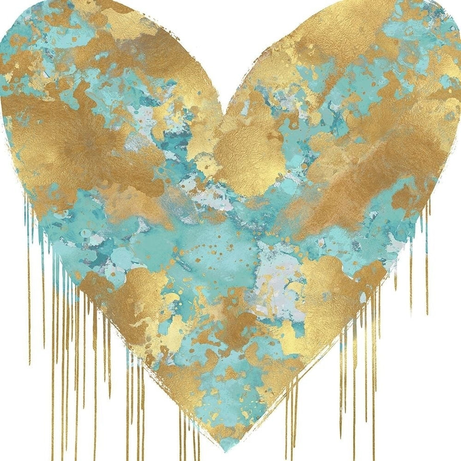 Big Hearted Aqua and Gold Poster Print by Lindsay Rodgers-VARPDXLSG116649 Image 1