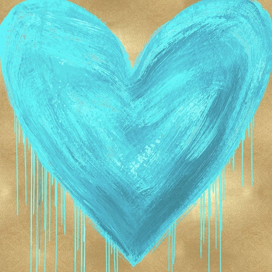 Big Hearted Aqua on Gold Poster Print by Lindsay Rodgers-VARPDXLSG116650 Image 1