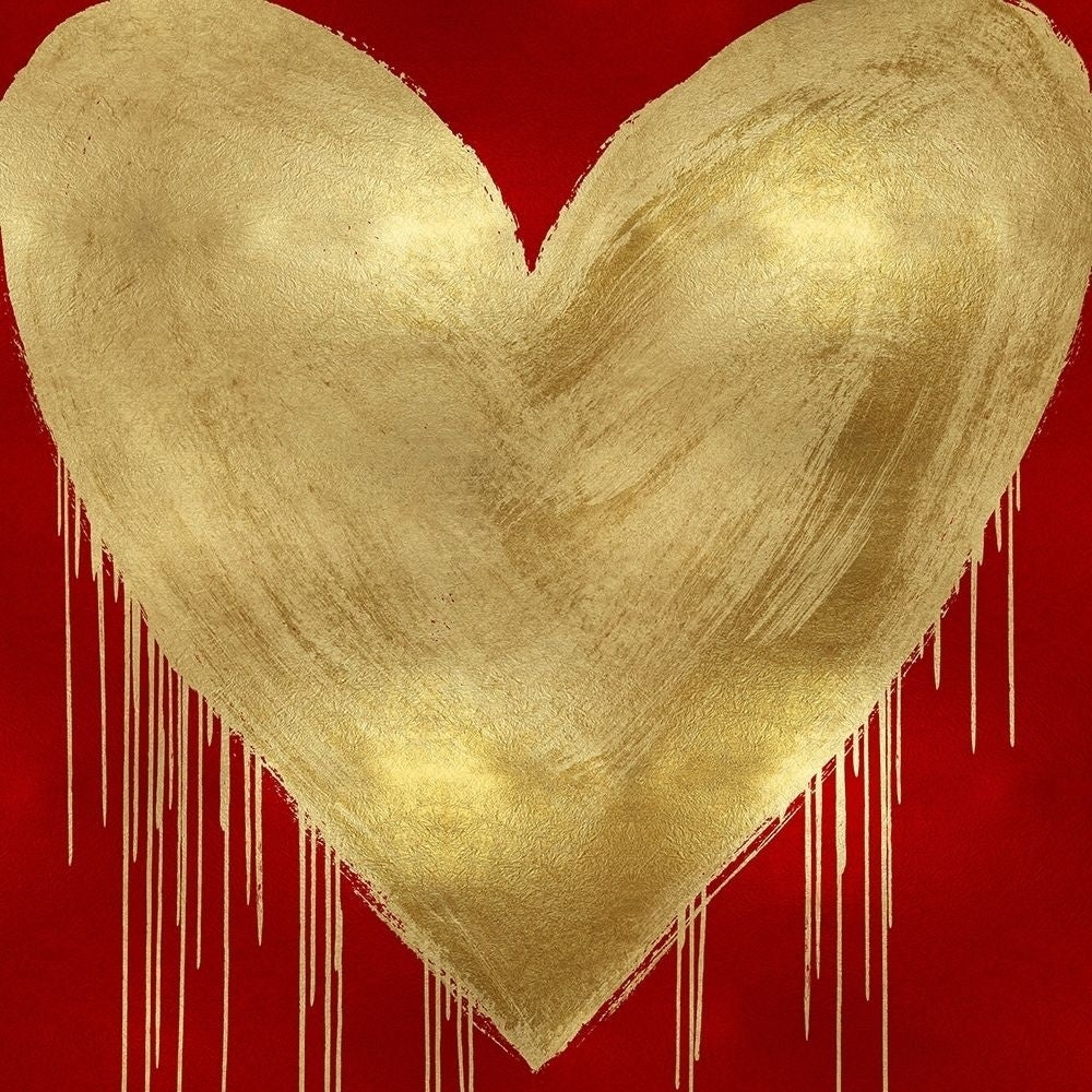 Big Hearted Gold on Red Poster Print by Lindsay Rodgers-VARPDXLSG116664 Image 1