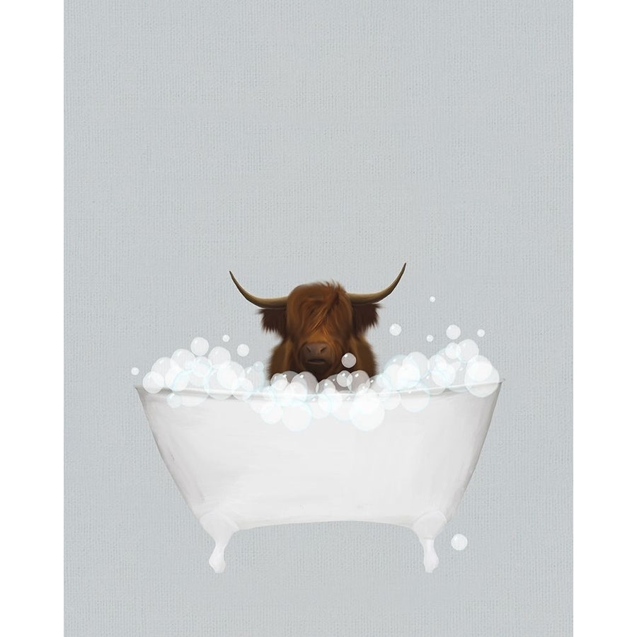 Highland Cow Blue Bath Poster Print by Leah Straatsma-VARPDXLSRC104C Image 1