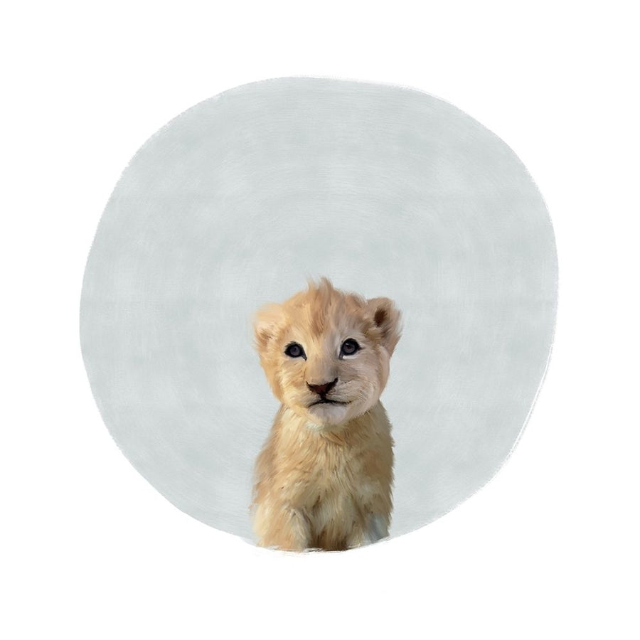 Baby Lion Circle Gray Poster Print by Leah Straatsma-VARPDXLSSQ001C Image 1