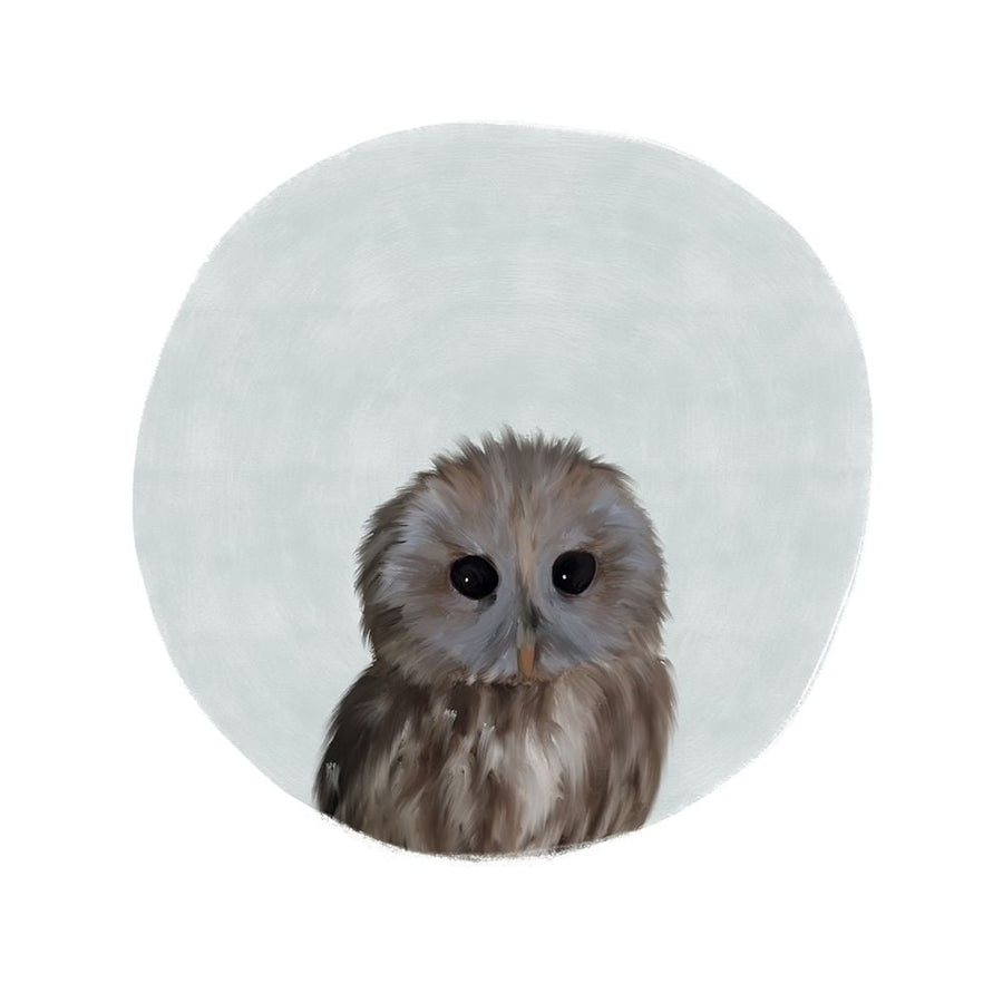 Baby Owl Circle Gray Poster Print by Leah Straatsma-VARPDXLSSQ001N Image 1