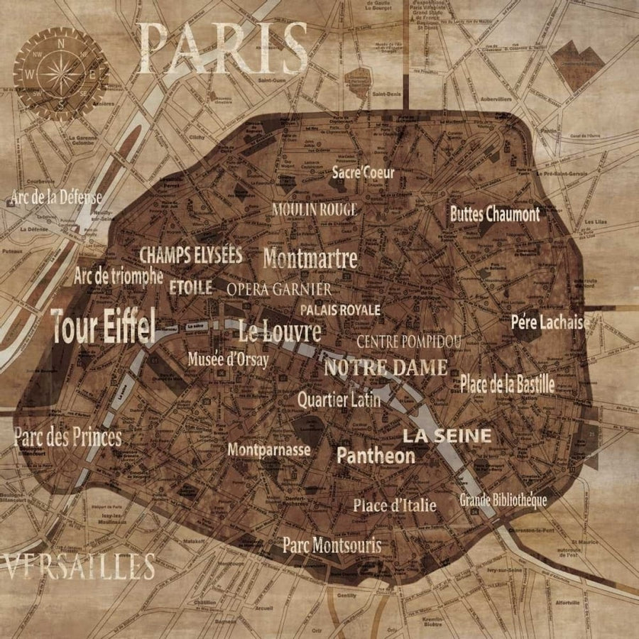 Map of Paris Poster Print by Luke Wilson-VARPDXLW6908 Image 1