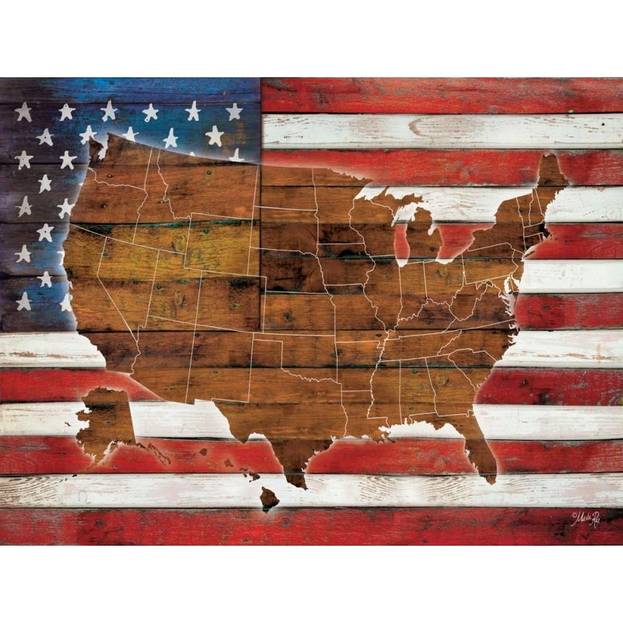 American Flag USA Map Poster Print by Marla Rae-VARPDXMA2075 Image 1