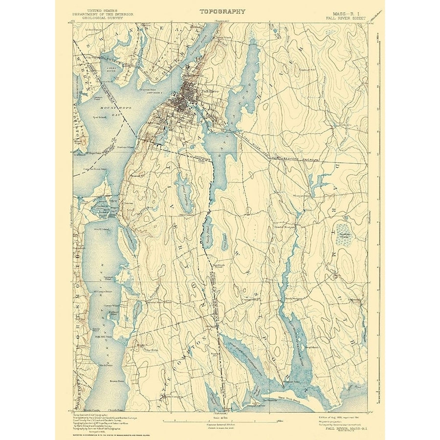 Fall River Massachusetts Quad - USGS 1893 Poster Print by USGS USGS-VARPDXMAFA0001 Image 1