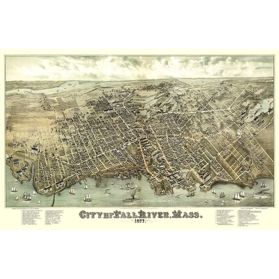 Fall River Massachusetts - Bailey 1877 Poster Print by Bailey Bailey-VARPDXMAFA0002 Image 1