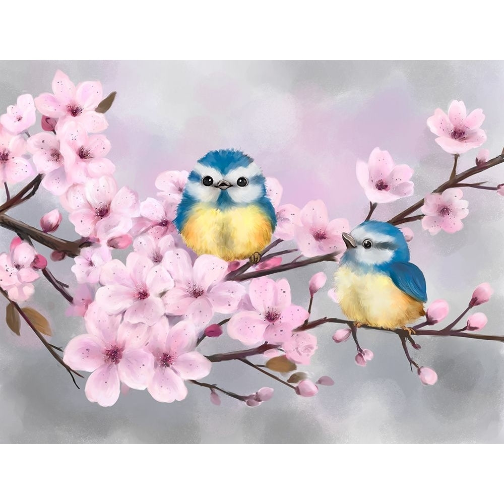 Spring Flowers with Little Birds Poster Print - MAKIKO-VARPDXMAKIKO287328 Image 1