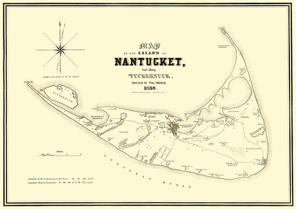 Nantucket Island Massachusetts - Bouve 1838 Poster Print by Bouve Bouve-VARPDXMANA0002 Image 1