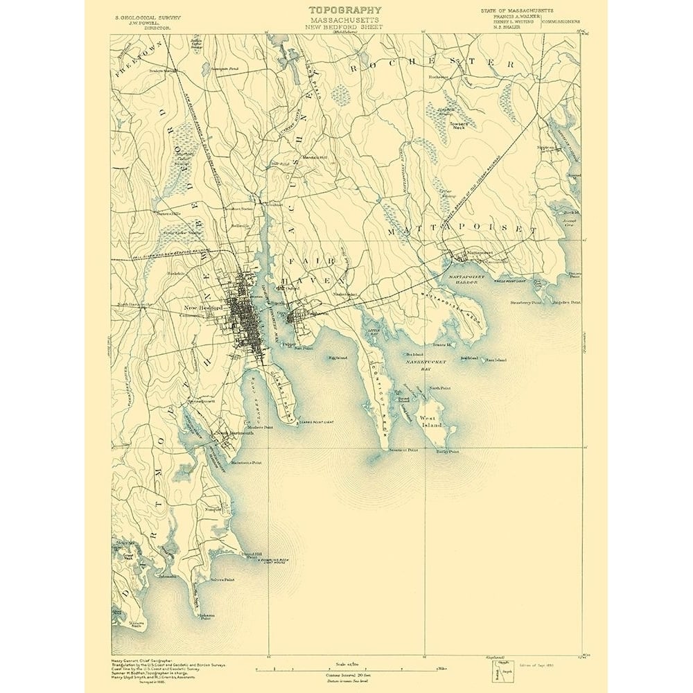 Bedford Massachusetts Sheet - USGS 1893 Poster Print by USGS USGS-VARPDXMANE0001 Image 1