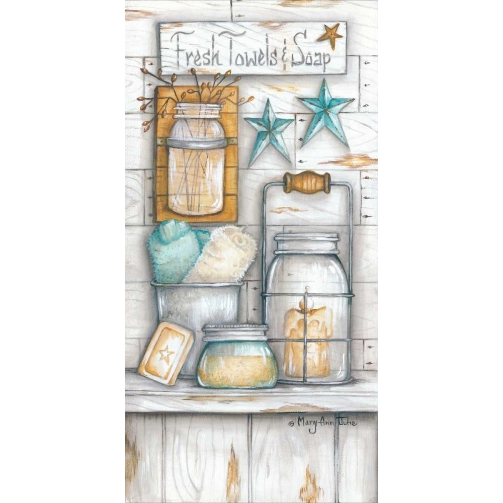 Fresh Towels and Soap Poster Print by Mary Ann June-VARPDXMARY484 Image 1