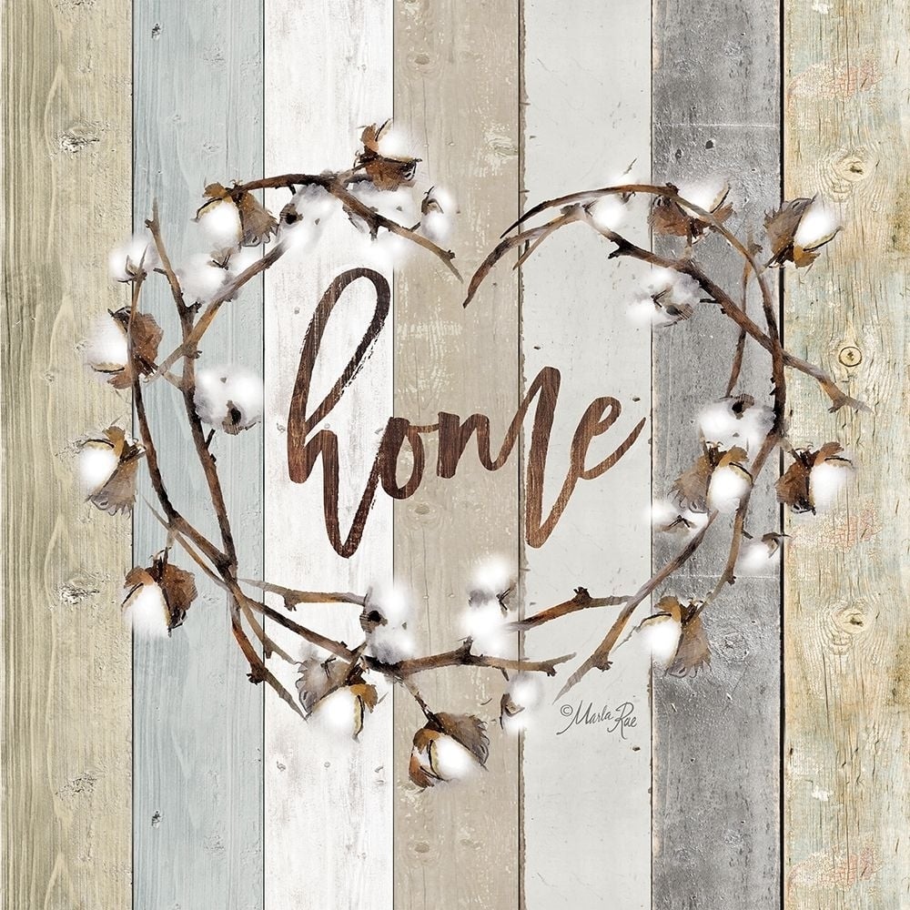 Home Cotton Wreath Poster Print by Marla Rae-VARPDXMAZ5025 Image 1