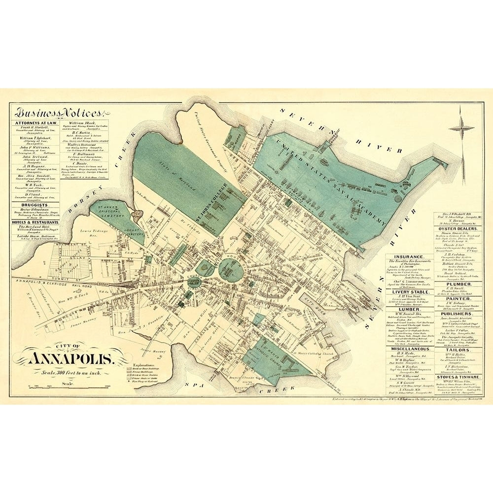 Annapolis Maryland Landowner - Hopkins 1878 by Hopkins-VARPDXMDAN0009 Image 1